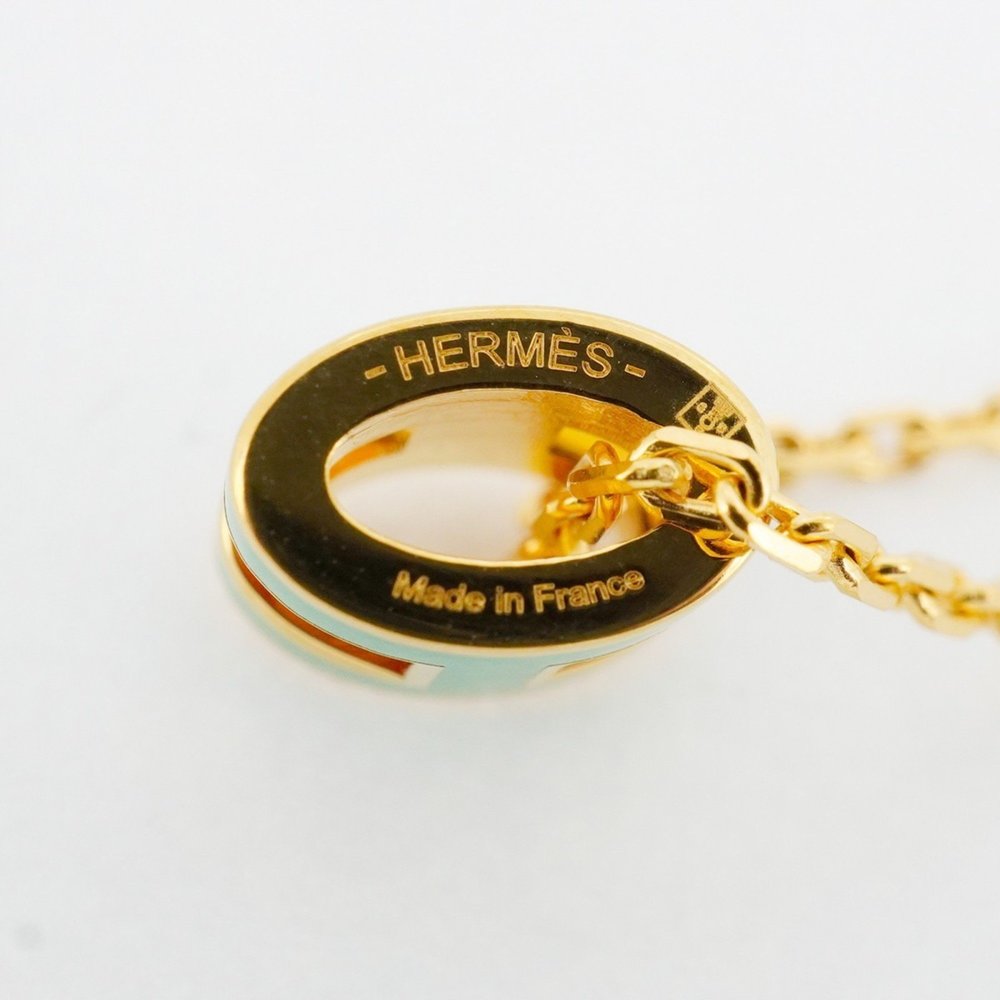 Hermes Necklace Pop Ash GP Plated Gold Green Ladies - Picture 4 of 6